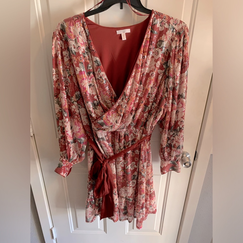 NWOT LC Lauren Conrad Floral Sequin Knee Length Dress- 2X